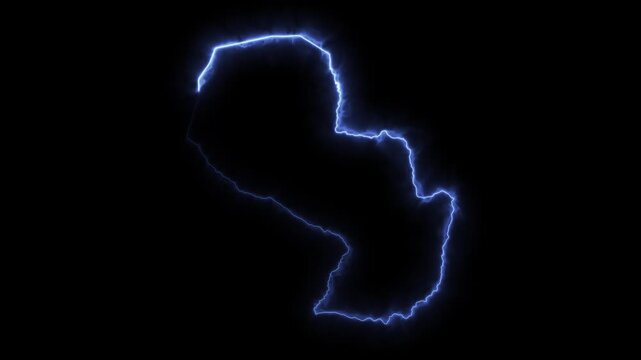 Glowing PARAGUAY Neon Map Motion Graphics isolated on Dark Background