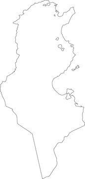 Map of Tunisia Stroke Outline Transparent Editable Vector