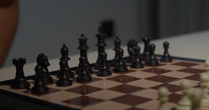 close up of chess pieces on a board