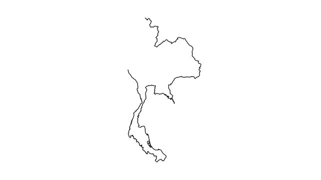 Outline map of Thailand appears, developing and growing country, geographic shape.