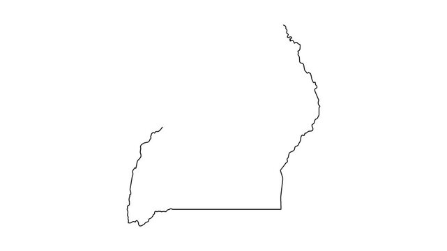 Outline map of uganda appears on white background with animated drawing motion.