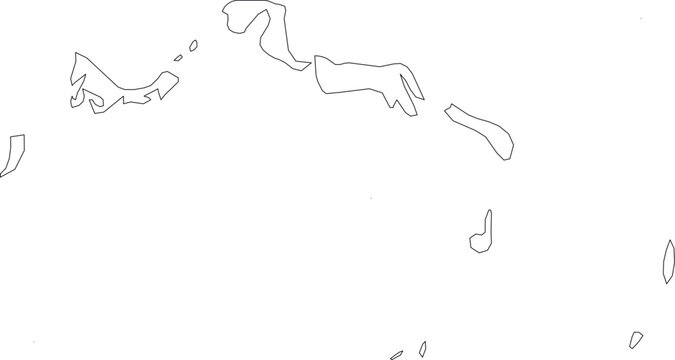 Map of Turks and Caicos Islands Stroke Outline Transparent Editable Vector