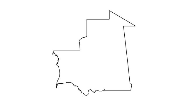Outline map of Mauritania country shape geographical territory national borders.