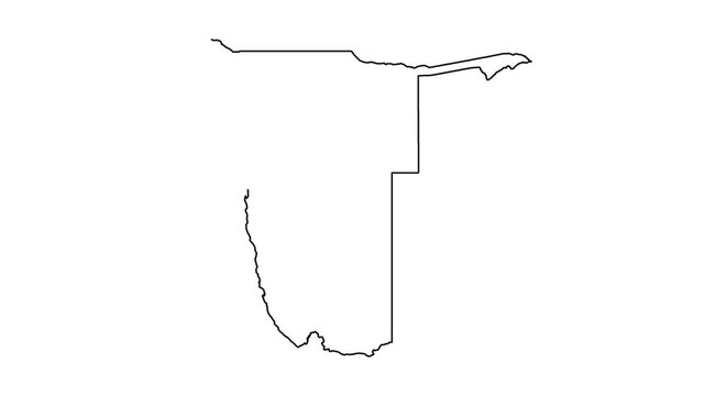 Outline map of Namibia appears in animated sequence, graphic representation.