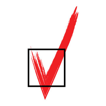 Hand drawn Red Checkmark in a Square Checkbox Vector Illustration