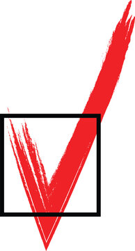 Hand drawn Red Checkmark in a Square Checkbox Vector Illustration