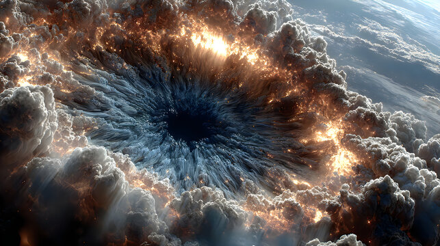 Powerful cloud vortex radiant light center magnificent fantasy sky Images