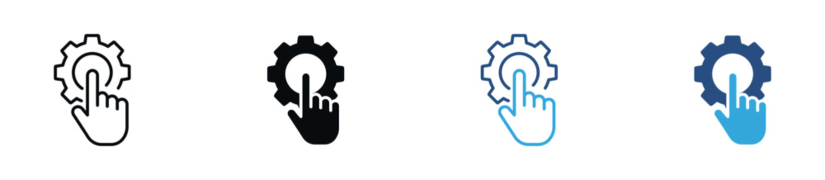 Touch Settings Icon Set. Configuration, System Control, User Interaction and Touch Interface Symbols. Vector Illustration