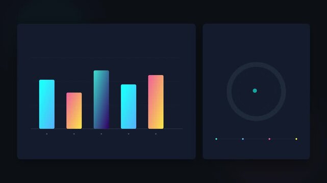 Colorful Gradient Bar Chart Analytics Dashboard Interface Motion Graphic 4k video