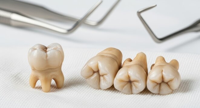 Macro Photo Of Four Extracted Human Molars Resting 182 Gigapixel Stand