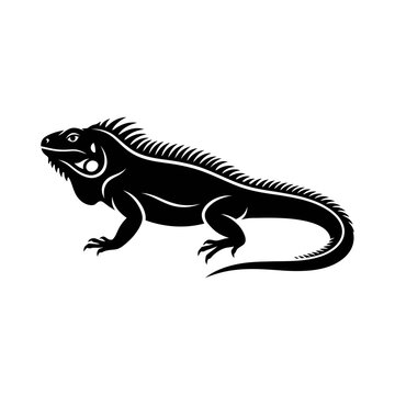 Iguana Lizard Side View Vector Illustration Silhouette