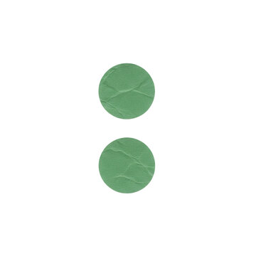 Two green textured circles arranged vertically to form a colon punctuation mark