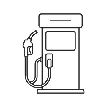 Gas station lpg pump with hose and handle icon.