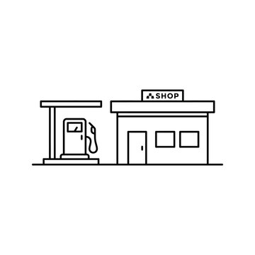 Gas station pump icon vector illustration line art symbol schematic.