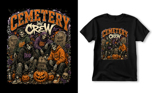 Premium Halloween Graphic Tee Design with Retro Typography