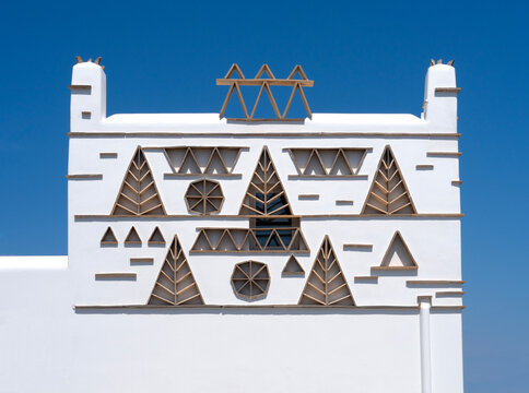 A traditional Cycladic house, designed in the style of a dovecote, on Mykonos Island in Greece.