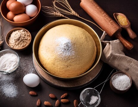 baking cake with dough recipe ingredients