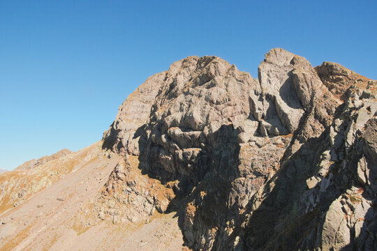 The rock faces of the Monte Masoni, a mountaineering destination in the Orobie Alps. Carona, Province of Bergamo, Lombardy, Italy