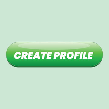 Create profile green glossy call to action web button vector design isolated on light green background