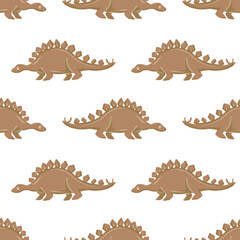 Hand drawn cute dinosaurs collection. Prehistoric animal characters set with t-rex and triceratops sketch. Seamless pattern background with cartoon jurassic reptile illustration isolated.  © Paint_art