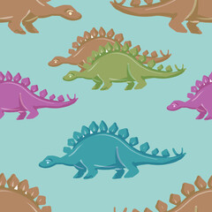 Hand drawn cute dinosaurs collection. Prehistoric animal characters set with t-rex and triceratops sketch. Seamless pattern background with cartoon jurassic reptile illustration isolated.  © Paint_art