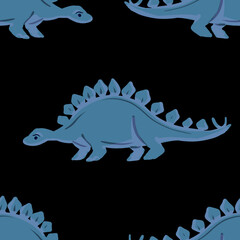 Hand drawn cute dinosaurs collection. Prehistoric animal characters set with t-rex and triceratops sketch. Seamless pattern background with cartoon jurassic reptile illustration isolated.  © Paint_art