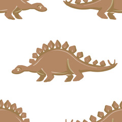Hand drawn cute dinosaurs collection. Prehistoric animal characters set with t-rex and triceratops sketch. Seamless pattern background with cartoon jurassic reptile illustration isolated.  © Paint_art