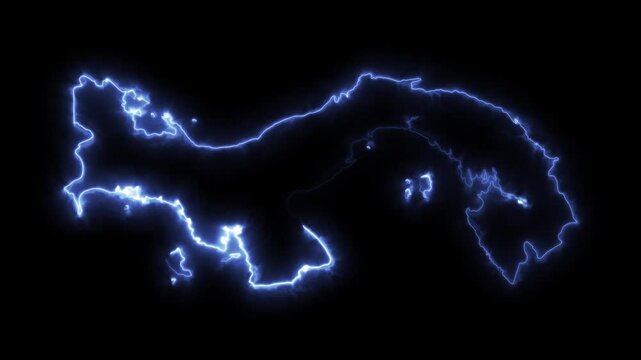 Glowing PANAMA Neon Map Motion Graphics isolated on Dark Background