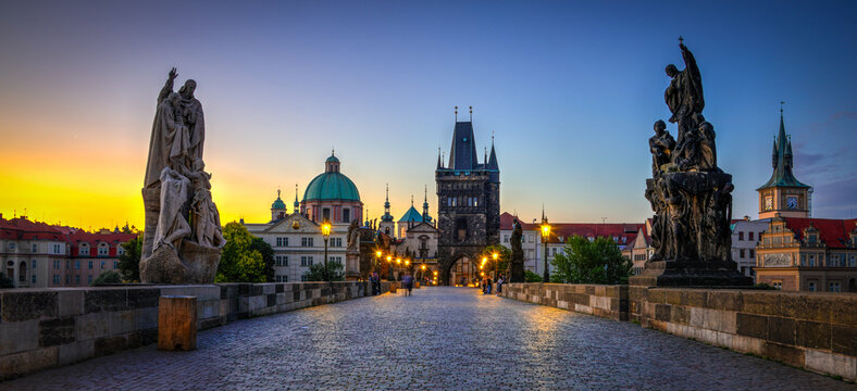 Sunrise, Charles Bridge, Prague, Czech Republic