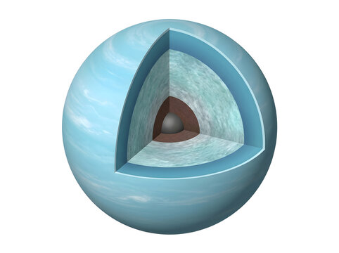 Earth cross-section showing inner core, outer core, mantle, and crust isolated on white background