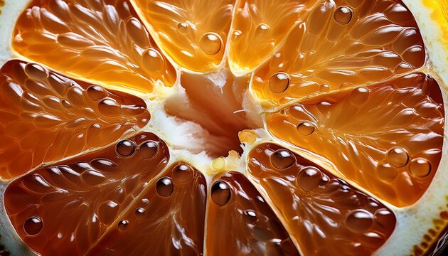 Close Up Of A Halved Citrus Fruit With Visible Seeds
