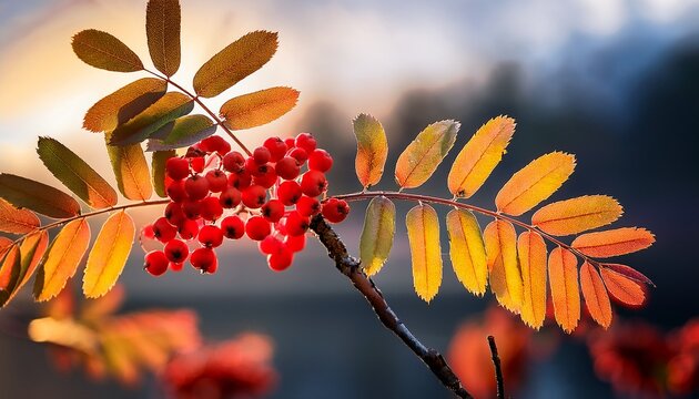Branch Of Rowan Tree Latin Name Sorbus Ulleungensis Early Spring