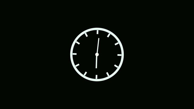 Minimalist white wall clock icon showing time with simple hands and circular marks on a dark background for business scheduling and time management concepts and design projects
