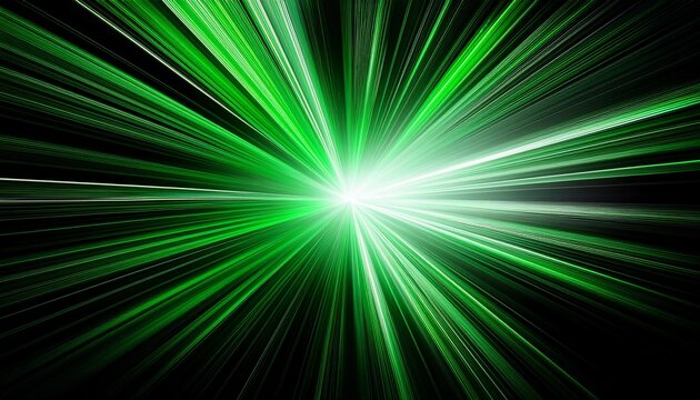 Emerald Green Light Rays On Black And White Background Glowing Neon Light Beams Abstract Radiant Energy Burst For Cinematic Overlays And Design