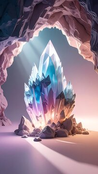Vibrant Crystal Formation in Cave.