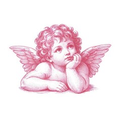 Obraz premium Dreamy cherub with angel wings.