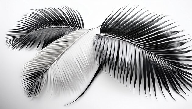 Abstract White And Black Coconut Leaf On White Background