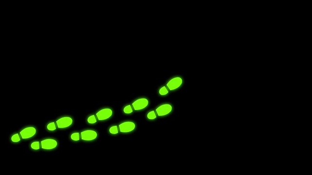 Human shoes Footstep walking on white background. footprints shoes, shoe prints marks feet animation. Step footprints path isolated. 4k