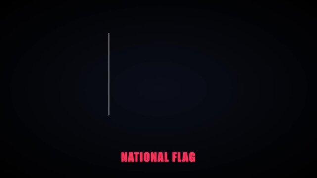 Minimalist national flag concept with clean vertical line and typography animation 4k symbol