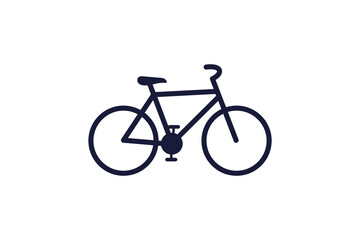 Fototapeta premium Minimalist bicycle vector icon, black silhouette of a road bike for sports and commuting, simple cycle graphic isolated on white background