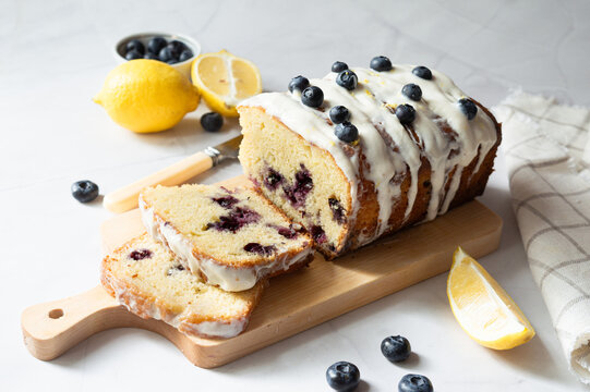 Frosted lemon blueberry loaf cake