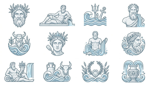 Collection of classical Greek and Roman mythological illustrations.