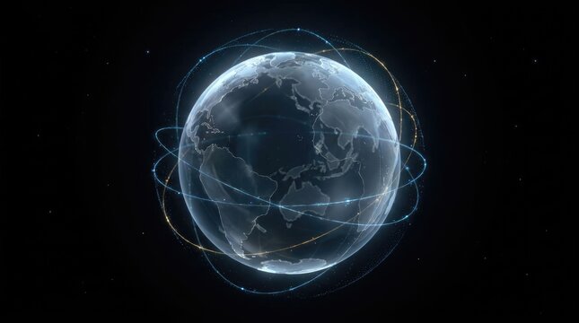 Digital Earth with global network connections. Futuristic planet visualization for technology concepts.