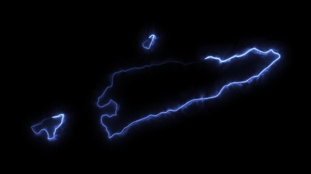 Glowing EAST TIMOR Neon Map Motion Graphics isolated on Dark Background
