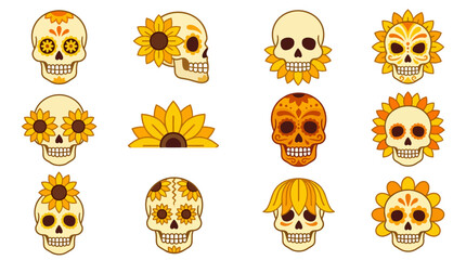 Obraz premium Sunflower yellow sugar skull graphic collection