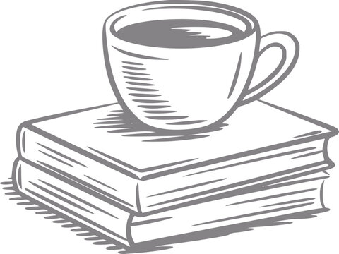 Una taza de caf&eacute; descansa sobre una pila de libros, estilo