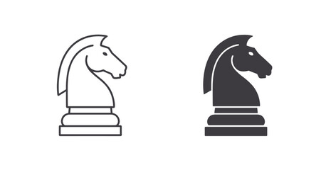 Outline and filled silhouette of a chess knight piece © Narendranath