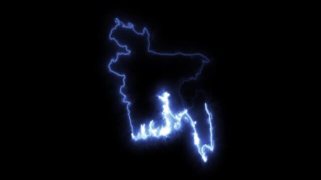 Glowing BANGLADESH Neon Map Motion Graphics isolated on Dark Background