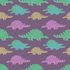 Hand drawn cute dinosaurs collection. Prehistoric animal characters set with t-rex and triceratops sketch. Seamless pattern background with cartoon jurassic reptile illustration isolated. © Paint_art