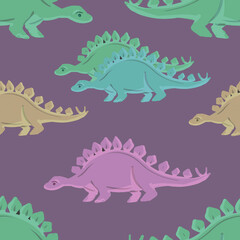 Hand drawn cute dinosaurs collection. Prehistoric animal characters set with t-rex and triceratops sketch. Seamless pattern background with cartoon jurassic reptile illustration isolated. © Paint_art